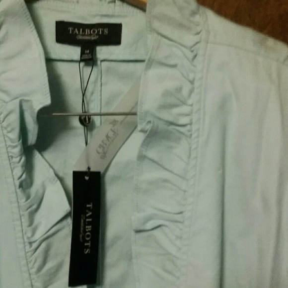 NWT TALBOTS Turquoise Ruffle Cotton Jacket - 14 - Picture 2 of 8